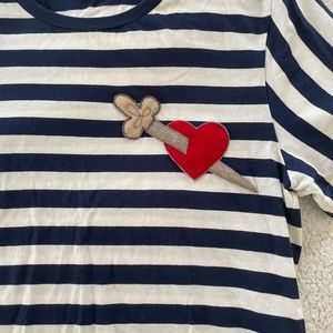 Rare Vintage Gucci Appliquéd Dagger/Heart Tattoo Striped Cotton Jersey T